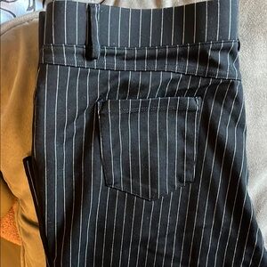 Black and White Striped pull on work pants